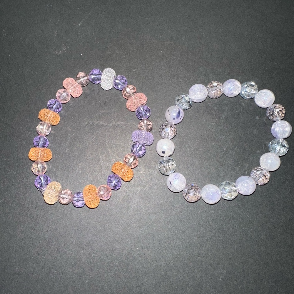 Hand Crafted Purple and Orange Beaded Bracelets